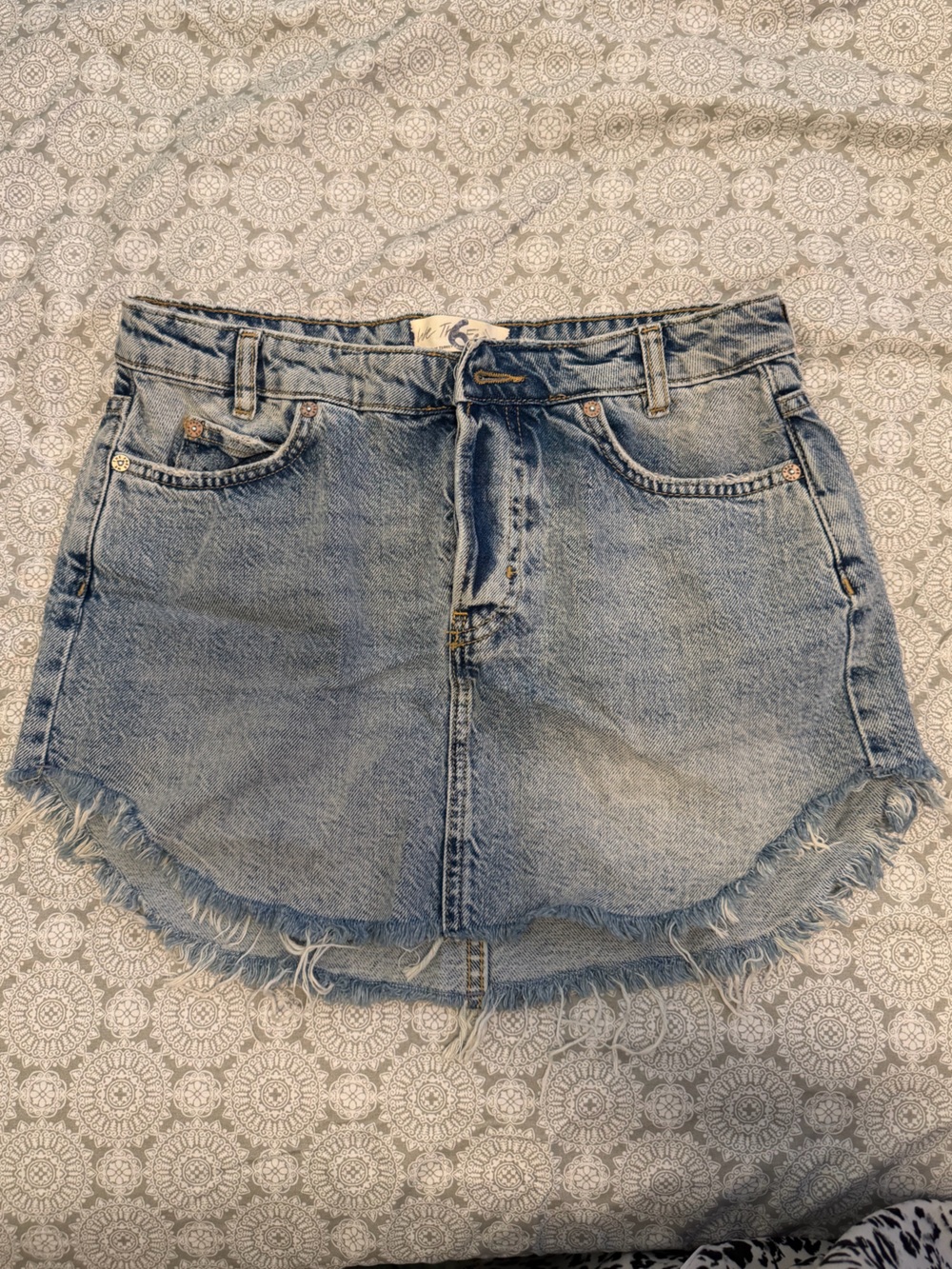 High-Rise Light Blue Denim Skirt